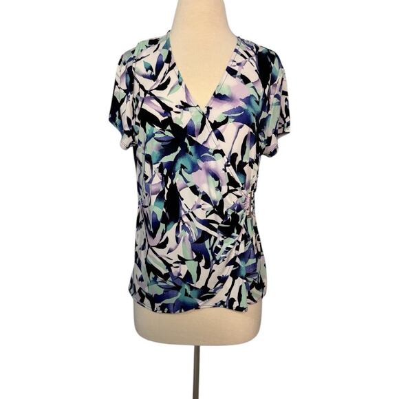 Women's 212 Collection L Floral Short Sleeve Top - Picture 1 of 5